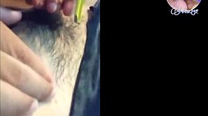 Asian young woman with small tits gets waxed in the bathroom.