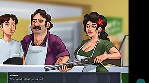 Hot brunette teen in summertime saga blows monster cock 😈