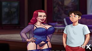 I enjoy Summertime Saga. Mature redhead lady in episode 2 23.