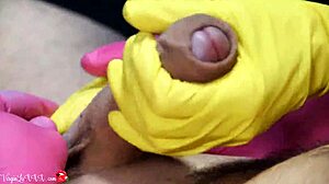 new beauty trick with latex gloves handjob