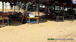 Horny Asian Tourist Babe Slides Panties for Prostitute Fucking