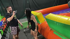 Naughty Mechanical Bull Squirts After Street Peeing