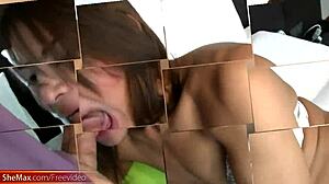 Watch brunette ladyboy finger her tight anal hole while stroking?