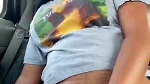 ebony intensely masturbates in car