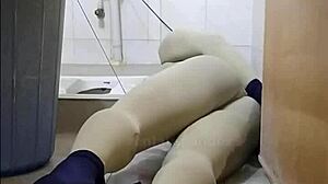 zentai slave penis toilet bondage!