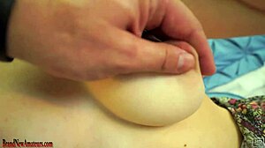 Sexy Anastasia Rose pleasures herself with toys on a bed during casting