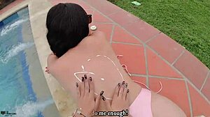 Latina MILFs with Big Tits Lick and Eat Pussy Using Toys and Dildos in the Pool