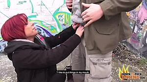 i bent over that horny redhead behind the building