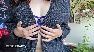 veggiebabyy teases in ripped lingerie