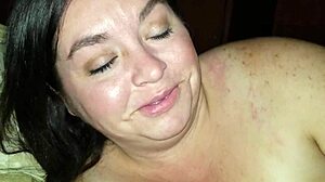 Sexy BBW sucks cock and gets facial cumshot