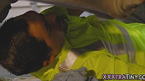 Petite teen 18+ gets jizzed on her small tits by monster cock