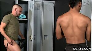 Interracial Gay Anal Rimjob and Assfucking in Locker Room