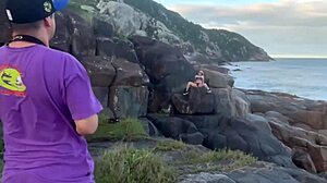 Intense Blowjob on Rocky Trail with Big Tits