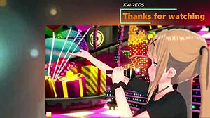 young girl azu gets huge tits massaged in anime hentai game