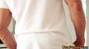 Glamorous brunette stepdaughter teen 18+ gives blowjob in hardcore group taboo scene!