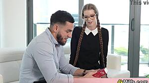 Erin Everheart's nasty pantyhose routine contrasts blowjob tease with rough fucking stranger.