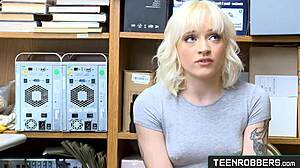 Check out a seductively hot teen robber, Naomi Nash, getting fucked from behind while she bent over