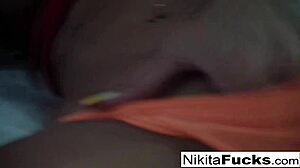 Hot Milf Nikita's Fishnet Solo Tease