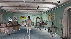 In Fallout 4, a seductive nurse teases her patient with a slow striptease.
