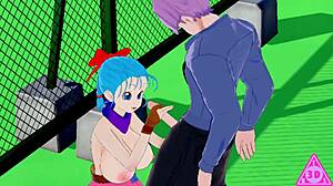 Koikatsu Uncensored: Trunks and Bulma Engage in Blowjob, Handjob, and Cumshot