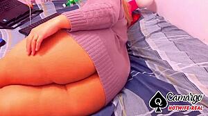 hotwife winks her narrow ass in lingerie for your pleasure