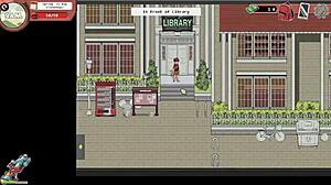 Feeling the thrill of nerdy girl's public handjob in the library