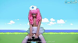 Delilah Day as Nurse Joy rides the Sybian to orgasm! So hot!