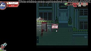 Feeling the thrill of nerdy girl's public handjob in the library