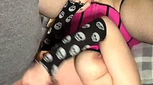 my fantasy girl gives me an amazing blowjob in our homemade video, sucking deep and swallowing