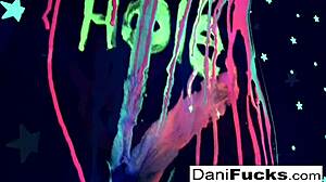 pornstar dani teases her big tits and wet pussy in group play