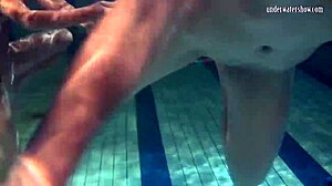 Underwater acrobatics performed by lesbians Irina Barna and Anna Feher