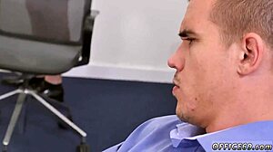 Arched back naked straight male watches muscular men masturbate together