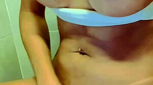 Masturbating in crowded gym bathroom with hard dick.