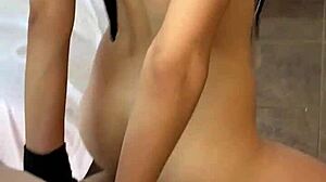 couple fucks fast in spa with dildo creampie