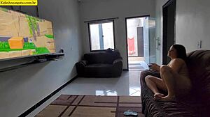 hot young girl on sofa legs open for fucking