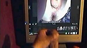 Bisexual sissy masturbates to man's ass pic and cums hard