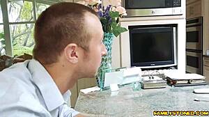 Chad helps Lily Jordan with a blindfold