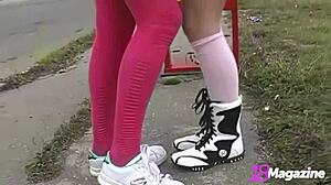 naughty lesbians helena exploring bare feet and skinny bodies together