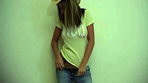 naughty babe masturbates pussy with big breasts