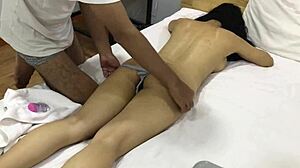 Asian big ass massage turns steamy