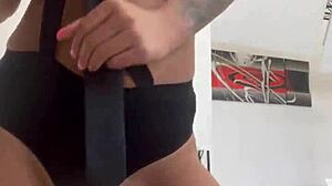 In the mafia world, Monika Fox dances seductively, stripping naked with her tattoos and piercings on display.