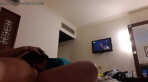 In the hotel room, I licked my girlfriend's pussy to orgasm