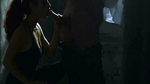 Watch dana santo, the italian redhead prisoner, take cock outdoors as a slave.