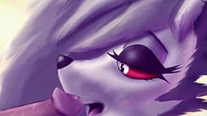 loona giving a teasing blowjob in furry cartoon style with intense oral action and playful elements