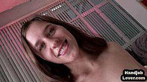 Dirty talking babe gives handjob to POV dick before using Hitachi on pussy 😈