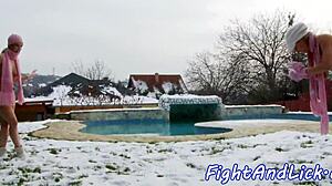 euro dykes licking pussy after wild catfight in jacuzzi, damn hot!