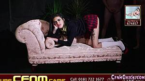 clothed brit receives facial in group humiliation