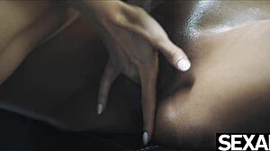 Sexy Lesbian Blonde Oiled Up for Intense Squirting Orgasms That Shake Her Body