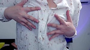 Beautiful asian teen teases nipples with ice in fetish play