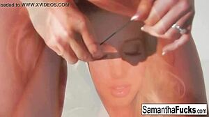 Samantha's Heart Races as She Teases Her Big Tits